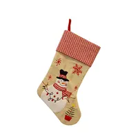 Modern design santa snowman socks ornaments cheap decoration xmas plain christmas stockings