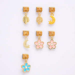 Modular Pendant Bracelet Alloy Flower Moon Leaf Charms For Bracelet Making DIY Jewelry Findings Components A1004 - Product Image 1