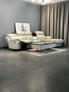 Juego de Sofás Reclinables de Tres Plazas, Multifuncional, de Cuero Genuino, Extensible, Moderno, para Sala de Estar - Product Image 4