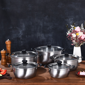 Juego de Ollas para Sopa de Acero Inoxidable de <span class=keywords><strong>5</strong></span> Piezas con Asas Negras para Cocinar - Product Image 5