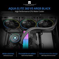 Thermalright nouveau style Aqua Elite 360 V5 ARGB noir 360mm Aio refroidisseur liquide ARGB effet d'éclairage 3 ventilateurs PWM