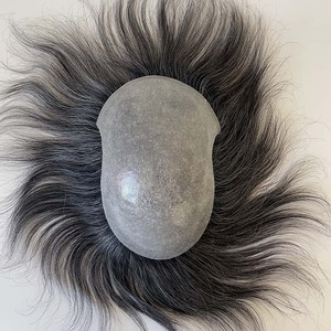 Prothèse capillaire pour <span class=keywords><strong>homme</strong></span> en cheveux Remy 100% naturels, couleur 1b30, courte, droite, à base fine, nouée à la main, aspect naturel et respirant - Product Image 2