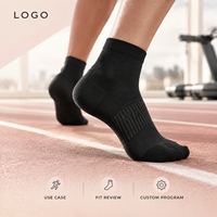 Chaussettes plates noires côtelées avec soutien de la voûte plantaire, respirantes, en maille, pour la course et l'athlétisme, avec gestion de l'humidité et maintien du talon