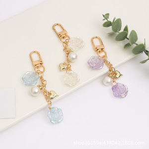 Tươi Đầy Màu Sắc 3D Nhựa Hoa Mặt Dây Chuyền Keychain Tùy Chỉnh Thời Trang Mới Thiết Kế Hợp Kim Ngọc Trai Trái Tim Cho Tai Nghe Trường Hợp Ảnh Kỹ Thuật Số Key - Product Image 4
