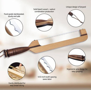 Couteau à pain en bois personnalisé 16,8 cm avec manche en bois ergonomique et housse de protection - Product Image 3
