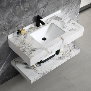 Mueble <span class=keywords><strong>cuadrado</strong></span> de 2 capas, mueble nórdico de lujo, para lavabo de baño - Product Image 5