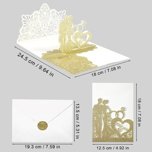 Carte de vœux 3D rose scintillante ajourée pour mariage, invitation de mariage en stock - Product Image 6
