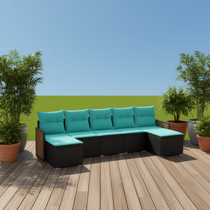 ชุดโซฟาหวายสังเคราะห์สีดำทันสมัย 9 ชิ้น สำหรับกลางแจ้ง พร้อมเบาะรองนั่ง ดีไซน์ร่วมสมัย - Product Image 2