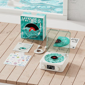 Lecteur de disques vinyles rétro avec haut-parleur, horloge numérique et aide au sommeil à bruit blanc, audio portable de bureau pour la décoration intérieure et les cadeaux - Product Image 5