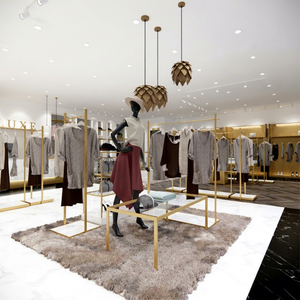 Exhibidor de Ropa para Mujer LUX Design Gold con Perchero, Tamaño Personalizado, Garantía de 5 Años, Premios POPAI - Product Image 1