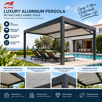 Pergola en aluminium en gros avec toit en tissu rétractable, imperméable, protection UV, taille personnalisée pour patio, jardin, hôtel
