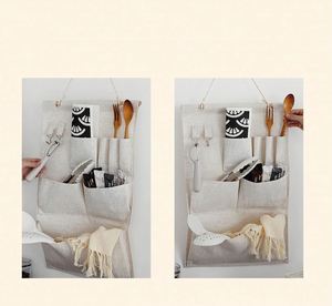 Minimalist Fabric Wall Hanging <b>Storage</b> Organizer with Multiple Pockets for Home Use - Product Image 4