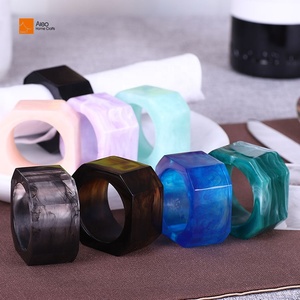 Anneaux de serviette de mariage <span class=keywords><strong>en</strong></span> résine tourbillonnante de luxe moderne ALEO de haute qualité, forme octogonale, durables, écologiques, supports de bracelets transparents - Product Image 4