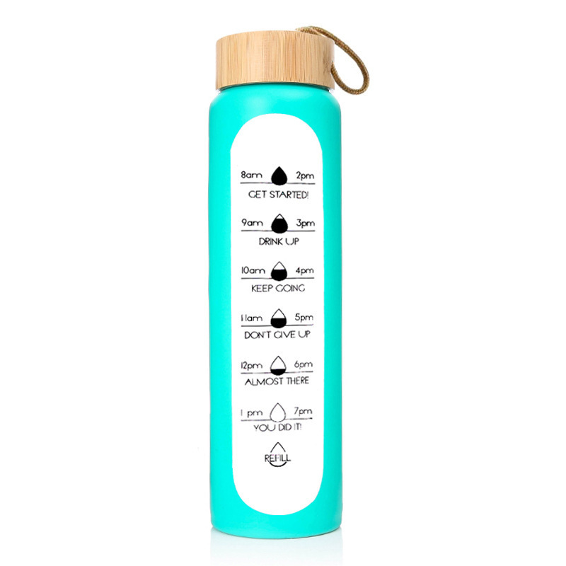 Wholesale 1000ML Borosilicate Glass Water Bottle Single Wall Bottle with Tea Infuser Bamboo Lid