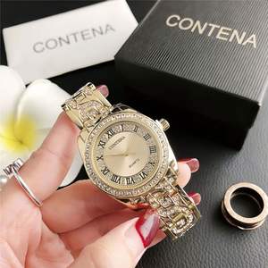 Nuevo reloj de moda con cadena chapada en oro, esfera con circonitas, no resistente al agua, para chicas y mujeres, reloj con correa metálica brillante con diamantes. - Product Image 5