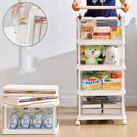 Lot de 3 bacs de rangement empilables transparents de qualité alimentaire avec couvercles, conteneurs en plastique pliables, boîtes pliables, capacité 40-50L, design moderne
