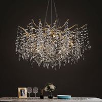 Lustre de luxe en cristal K9 pour salle à manger, luminaires décoratifs LED en forme de branche d'arbre, base en aluminium à montage en surface, indice de protection IP65