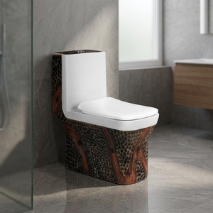 Inodoro de Cerámica de Una Pieza Vistaar Luxury Black Gold, Diseño Moderno de Doble Descarga y Montaje en el Suelo - Product Image 2