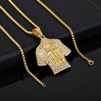 Pele 10, le roi du football européen et américain, première génération, best-seller. Collier avec pendentif en cuivre plaqué or 10 carats
