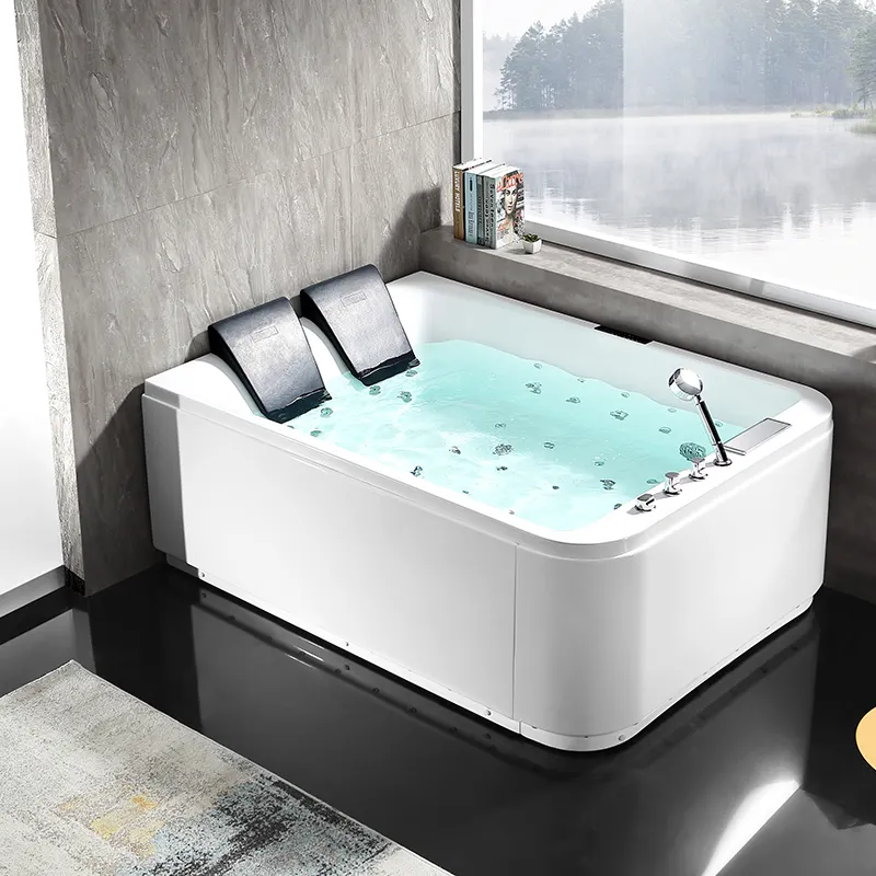 NTH Indoor Affordable Price Shower Small Single Square Spa Bathtub White Acrylic Whirlpools Bathtub Modern Air Massage Hotel