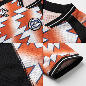 Jersey Sepak Bola Retro Bernapas Desain Khusus Ukuran Besar V-neck Cepat Kering 100% Poliester Sublimasi - Product Image 2