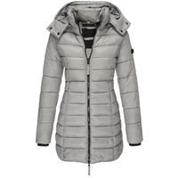 Veste d'hiver noire en duvet pour femme avec capuche, manteau long matelassé réversible, col montant et décorations lignées