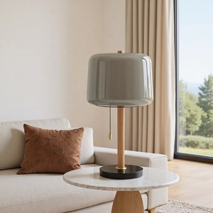 Nordic Minimalist Table Lamp E27 LED 110V Solid Wood Base Glass Shade Desk <b>Lighting</b> - Product Image 2