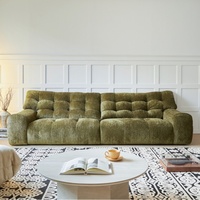 Französische Mid-Century Style Chenille Olivgrüner Bär Stoff Schnitts ofa Set Hohe Rückenlehne Wolke Wohnzimmer Neuankömmling