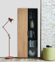 Armoire de vin commerciale à 5 niveaux, meuble à vin en bois et en verre, à 2 Sections, avec buffet de rangement du vin