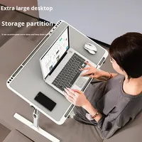 Mesa Auxiliar Plegable Simple con Superficie de Tablero de Densidad Ajustable, Mesa Pequeña para Dormitorio, Estudio, Portátil, Escritorio de Lectura para Niños, Estantería