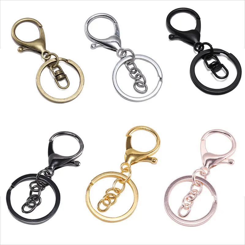 Wholesale Luxury Custom Brand Personalised 20mm 30mm Flat Metal Keychains Ring Kits