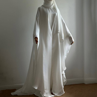 Ensemble Abaya en Satin Tissé Casual Personnalisé en 2 Pièces, Robe Intérieure, Vêtements Musulmans Modestes pour Femmes Turques, Dubai, Vêtements Islamiques en Gros, Couverture de Luxe