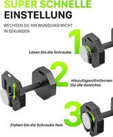 Haltère octogonal à clipser 3-en-1, en acier massif, avec augmentation de 2 kg, extensible jusqu'à 102 kg, qualité supérieure pour entraînement complet du corps