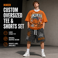 Ensemble de sport IKDEER personnalisé à blocs de couleur, imperméable, en polyester et nylon, coupe-vent, survêtement, veste zippée et short pour homme
