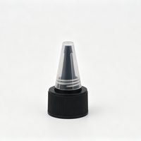 Bouchon compte-gouttes torsadé en plastique noir de 20 mm, 24 mm, 28 mm avec couvercle supérieur à vis naturel et pointe aiguisée pour bouteilles de sauce et de produits capillaires