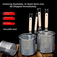 Yolecen acier inoxydable nouilles passoire tamis ustensile de cuisine manche en bois passoire à pâtes maille passoire alimentaire matériau Durable