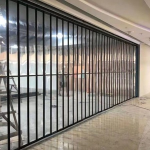 Moderne commerciële aluminiumlegering PVC automatische vouwpoort met transparante polycarbonaat schuifdeuren van kristalplastic, afgewerkt. - Product Image 1
