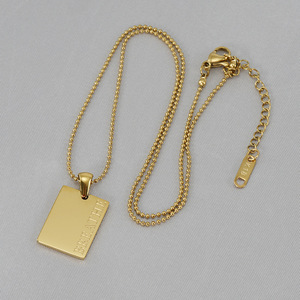 Zogxin Stainless Steel Rectangular Pendant Necklace 18K Gold Plated English Letter Clavicle Chain For Women Daily Wear - Product Image 4