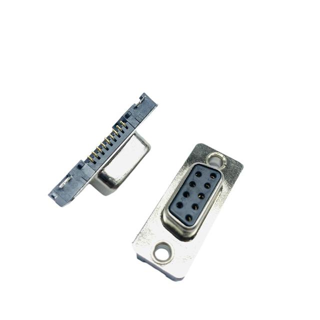 Gold Plated D-Sub DB9 Female Connector Slim Single Row Solid Pin with Unthreaded Sticker All Black Rivet High D-Sub Connectors