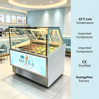 Vitrina Congeladora Curva de Vidrio para Helados, Mostrador Comercial para Gelato Duro