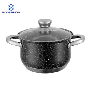 Venta caliente negro 12PCS Acero inoxidable Forma del vientre Juego de utensilios de cocina Juego de cazuela con sartén - Product Image 4