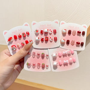 Pegatinas de Uñas Infantiles con Diseño de Dibujos Animados, Edición de Año Nuevo, Color Rojo, Adhesivo de Gel Removible para Niñas - Product Image 2