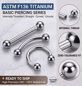 Piercing <span class=keywords><strong>de</strong></span> Titanio ASTM F136 G23 JIAXIN con Rosca Interna, Barra Recta para Lengua, Pezón, Labret, Hélix, Tragus, Industrial - Product Image 3