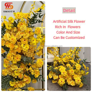 LISSE prix de gros Royal jaune fleur artificielle coureur pour arc décoration fleur jaune et vert fleur artificielle - Product Image 2