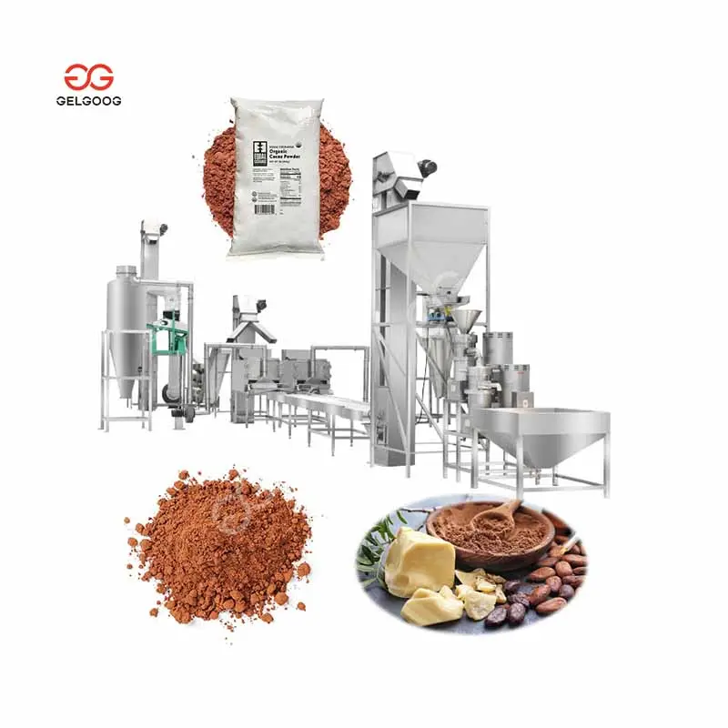 Molinillo de grano de cacao de línea completa, procesamiento de polvo, maquinaria de pasta de Poudre de cacao, máquina de prensa de manteca de cacao