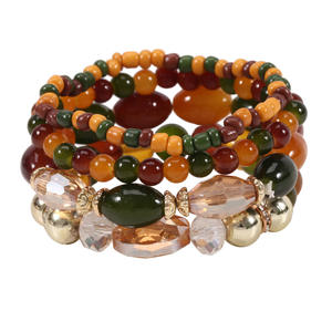 Beaded <b>Bracelets</b> <b>Set</b> Crystal Rhinestone Elastic Women's Fashion Gift Jewelry 4Pcs Multicolor Boho Style - Product Image 3