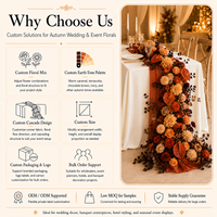 Guirlande de table florale en soie pré-assemblée, tons terre, effet cascade, prête à l'emploi, chemin de table floral personnalisé pour la décoration de mariages, banquets et événements