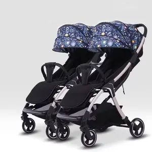 Baby Stroller 3 in 1 pram lightweight Folding twins double stroller for sale with PU wheels