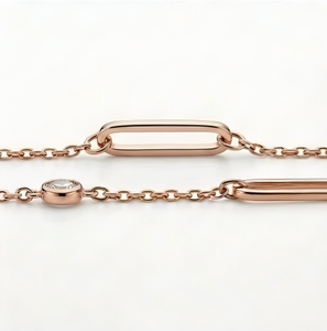 S925 Silver Zircon Oval Link Bracelet Rose Gold Plated Trendy Gift Jewelry for Women Party Wear - Product Image 2