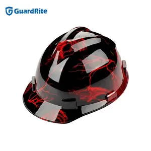 Capacete de segurança americano com impressão de transferência de água, marca de guardrite, barato, capacete de segurança certificado ansi